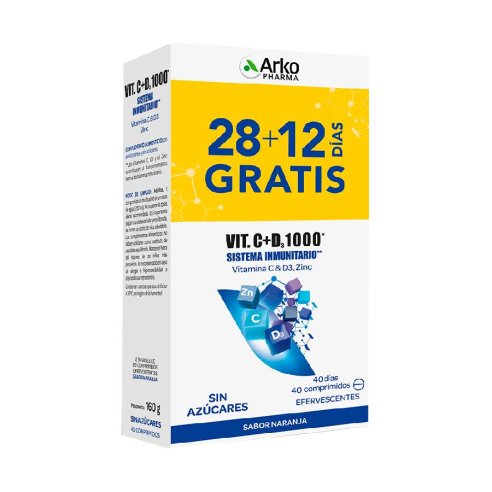 ARKOPHARMA VITAMINA C  D3 1000 40 COMPRIMIDOS EFERVESCENTES PACK