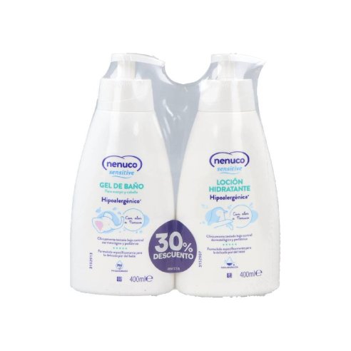 NENUCO SENSITIVE GEL DE BAÑO  LOCION HIDRATANTE 1 ENVASE 400 ML  1 ENVASE 400 ML DUPLO